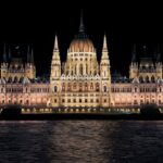 hungarian parliament building view during night